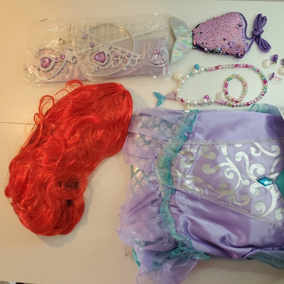 Spooktacular Creations Other - Spooktacular Creations Mermaid Costume Girls Medium 8-10 Purple Teal Red Wig NWT